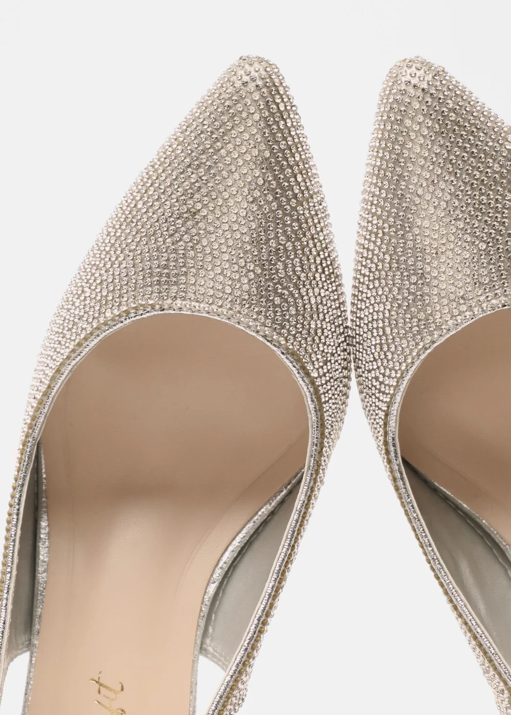 Quiz Silver Wide Fit Diamante Sling Back Heels - 3 Image 4
