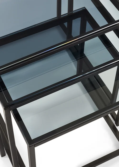 Julian Bowen Chicago Nest Of 3 Tables Smoked Glass (45 x 45 x 45cm) - One Size Image 3