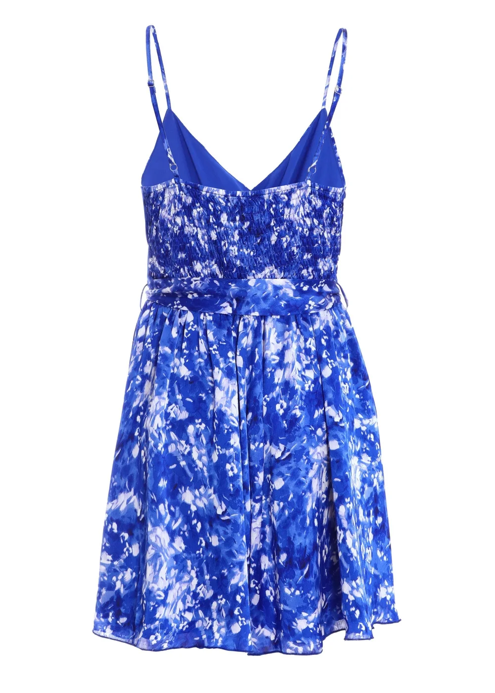 Quiz Blue Ditsy Floral Satin Wrap Playsuit - Size 4 Clothing Image 5