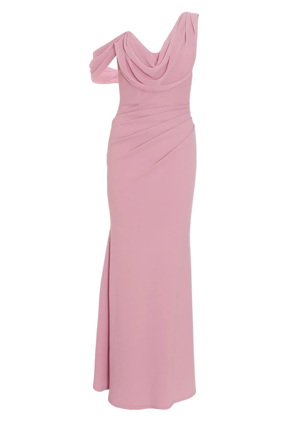 Quiz Pink Asymmetric Cowl Neck Maxi Dress - 12 Quiz Pink Asymmetric Cowl Neck Maxi Dress - 12