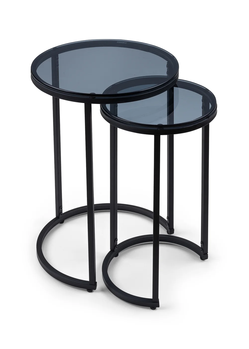 Julian Bowen Black Round Nesting Side Tables Smoked Glass (55 x 40 x 40cm) - No Size Image 3