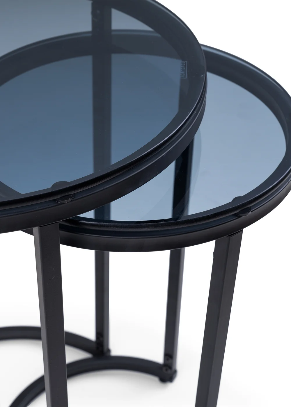 Julian Bowen Black Round Nesting Side Tables Smoked Glass (55 x 40 x 40cm) - No Size Image 5