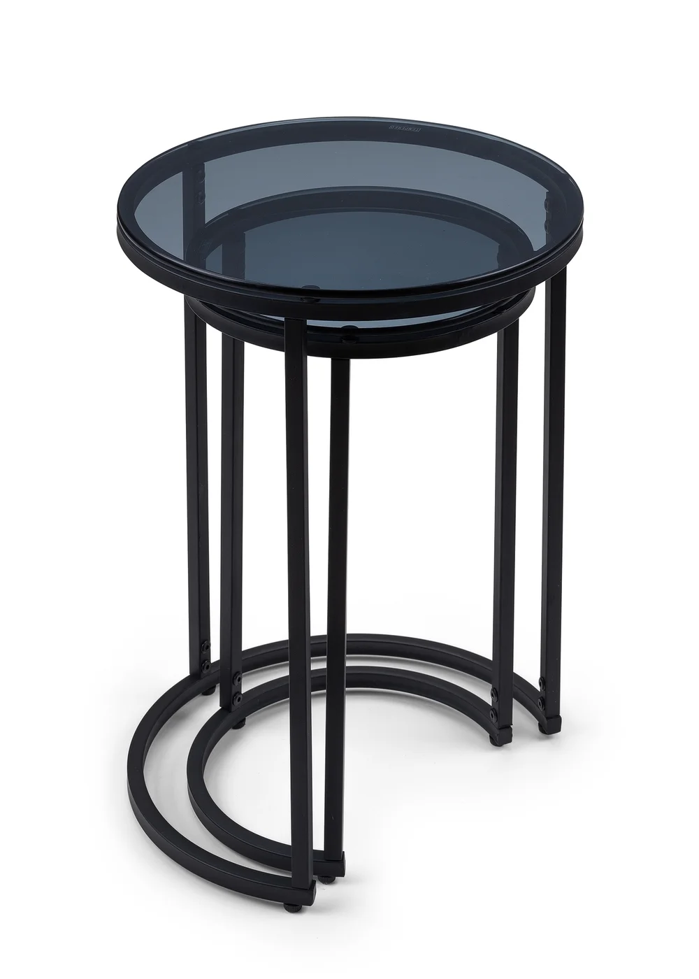 Julian Bowen Black Round Nesting Side Tables Smoked Glass (55 x 40 x 40cm) - No Size Image 4