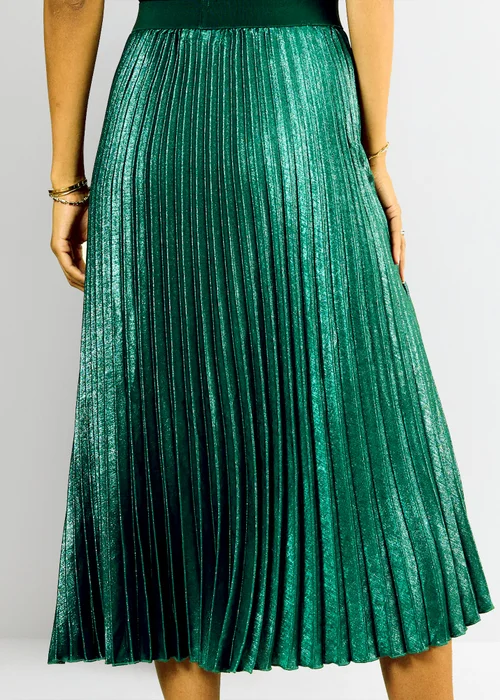 Gini London Green Pleated Midi Skirt - Size 8 Image 2
