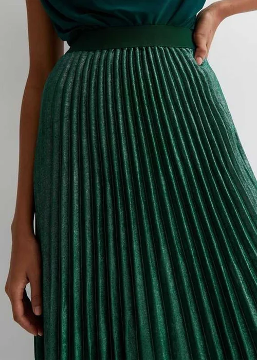 Gini London Green Pleated Midi Skirt - Size 8 Image 3