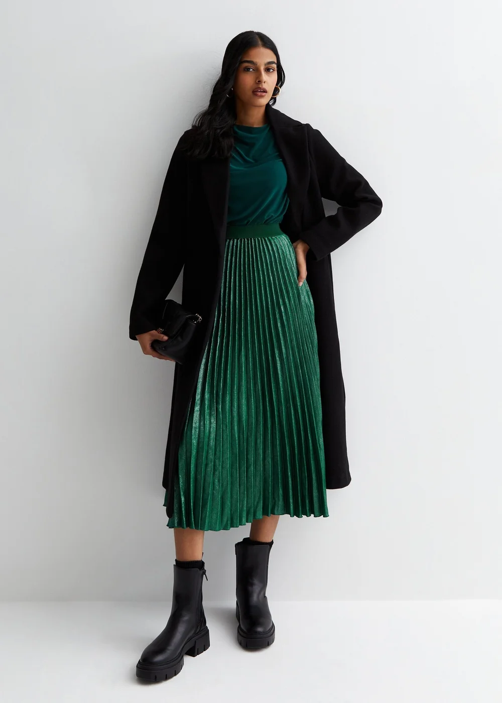Gini London Green Pleated Midi Skirt - Size 8 Image 4
