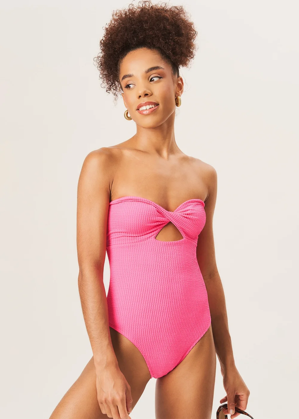 Gini London Fuchsia Twist Front Textured Swimsuit - 10 Image 1