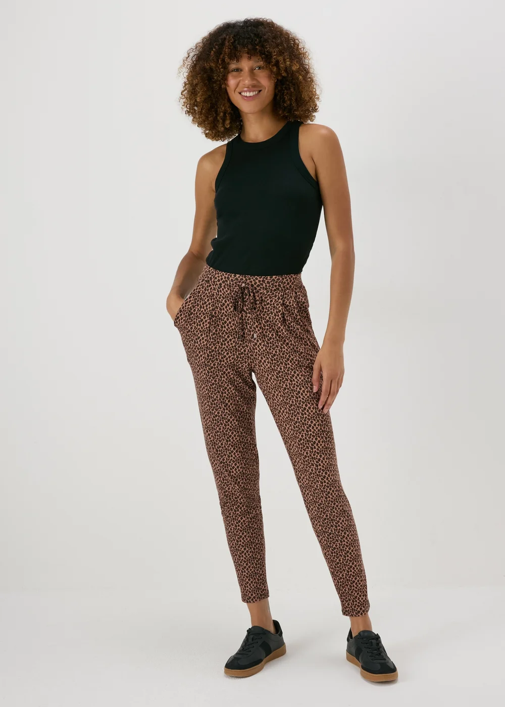 Brown Animal Print Harem Trousers - 8 Image 1