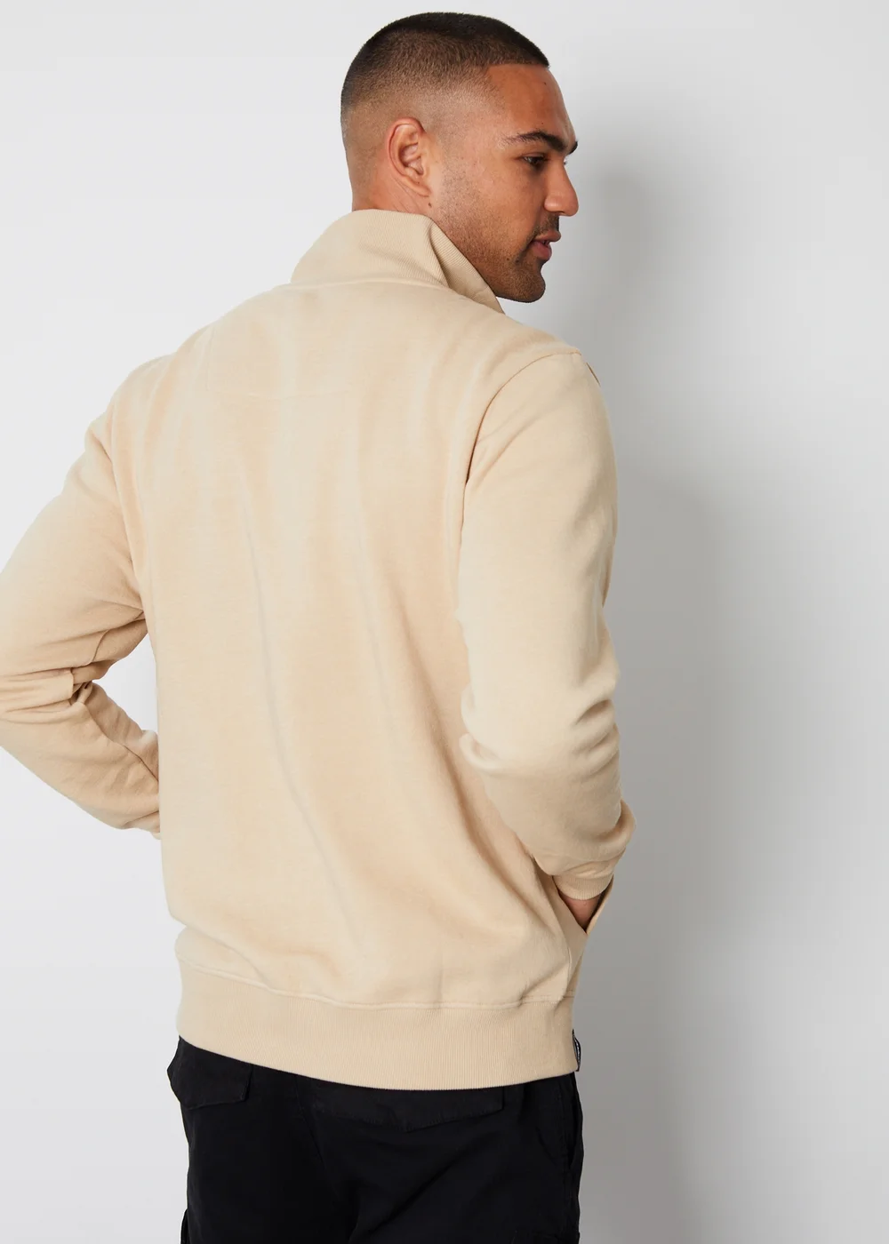 Threadbare Beige 1/4 Zip Neck Sweatshirt - S Image 2