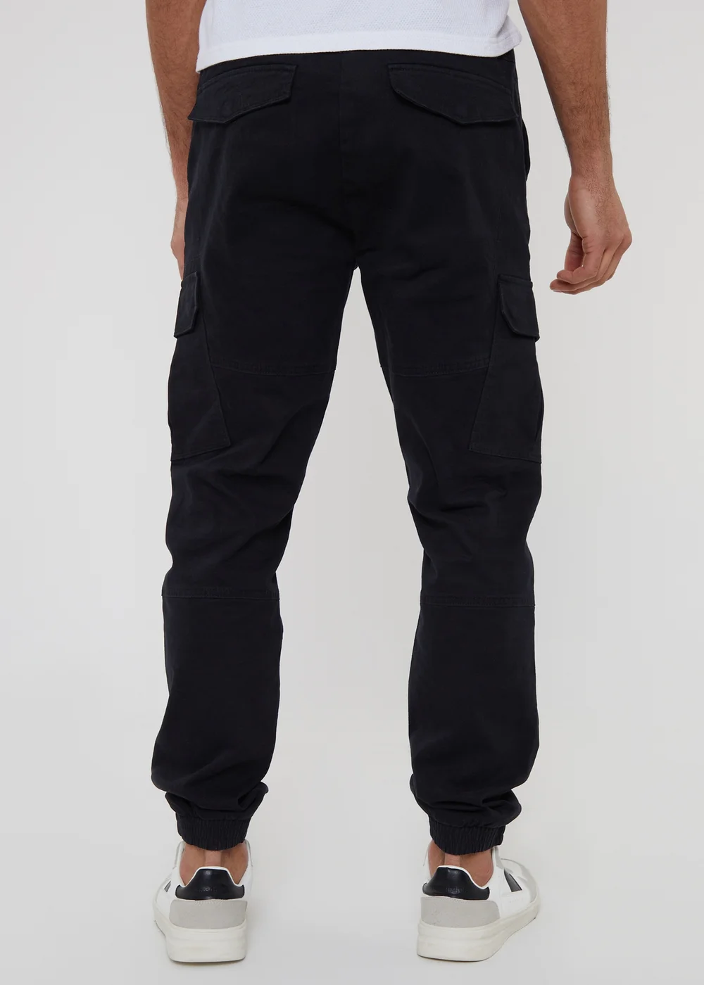 Threadbare Black Cotton Jogger Style Cargo Trousers With Stretch - S Image 2