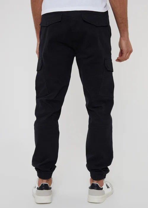 Threadbare Black Cotton Jogger Style Cargo Trousers With Stretch - S Image 2