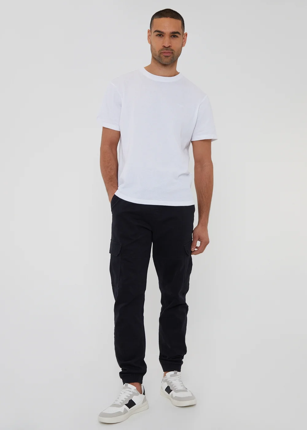 Threadbare Black Cotton Jogger Style Cargo Trousers With Stretch - S Image 4
