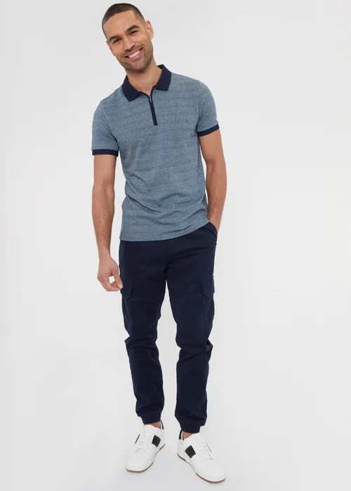 Threadbare Navy Cotton Jogger Style Cargo Trousers With Stretch - Small Image 3