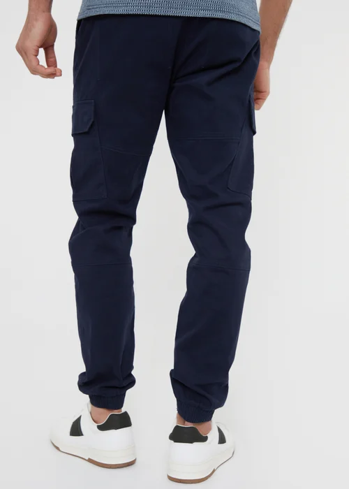 Threadbare Navy Cotton Jogger Style Cargo Trousers With Stretch - Small Image 2