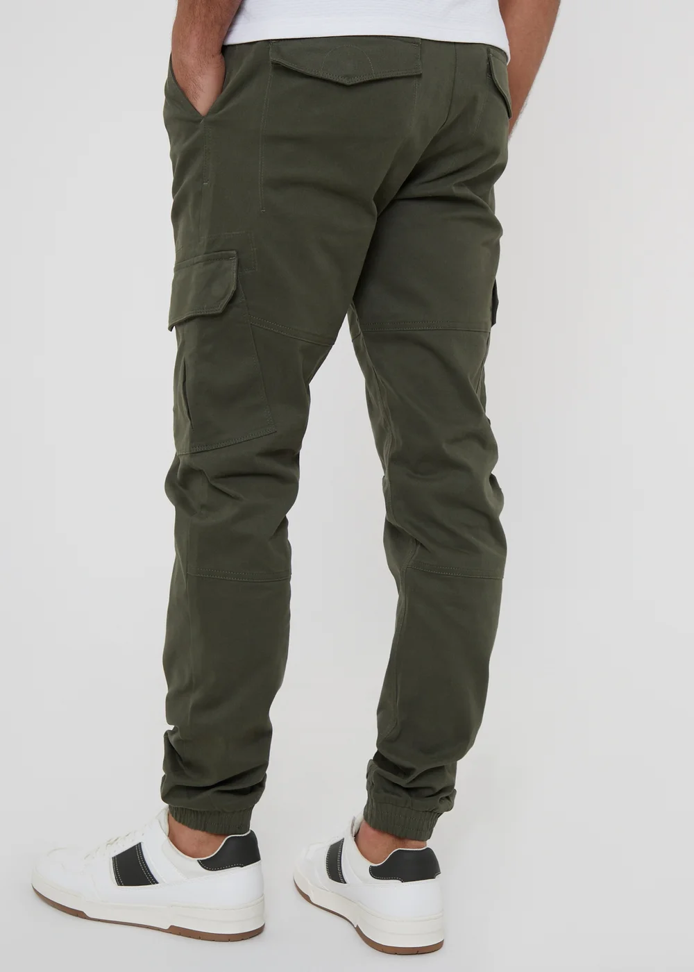 Threadbare Khaki Cotton Jogger Style Cargo Trousers With Stretch - S Image 2