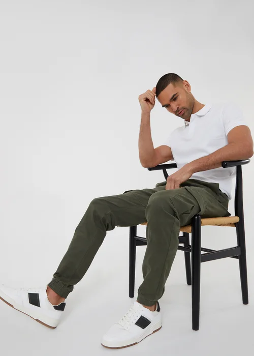 Threadbare Khaki Cotton Jogger Style Cargo Trousers With Stretch - S Image 4