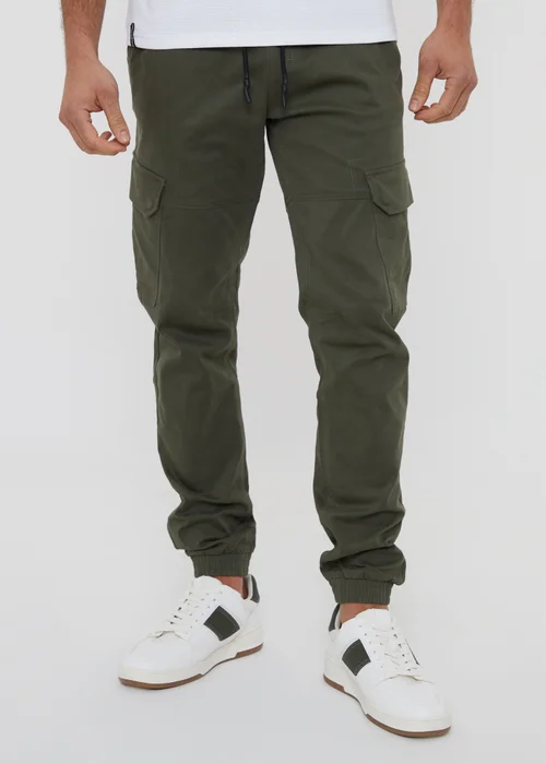 Threadbare Khaki Cotton Jogger Style Cargo Trousers With Stretch - S Image 1