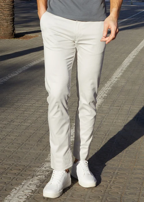 Threadbare White Cotton Regular Fit Chino Trousers with Stretch - 30 waist 32 leg Image 1