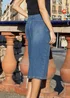 Threadbare Dark Blue Amsterdam Denim Split Front Midi Skirt - Size 12 Image 2