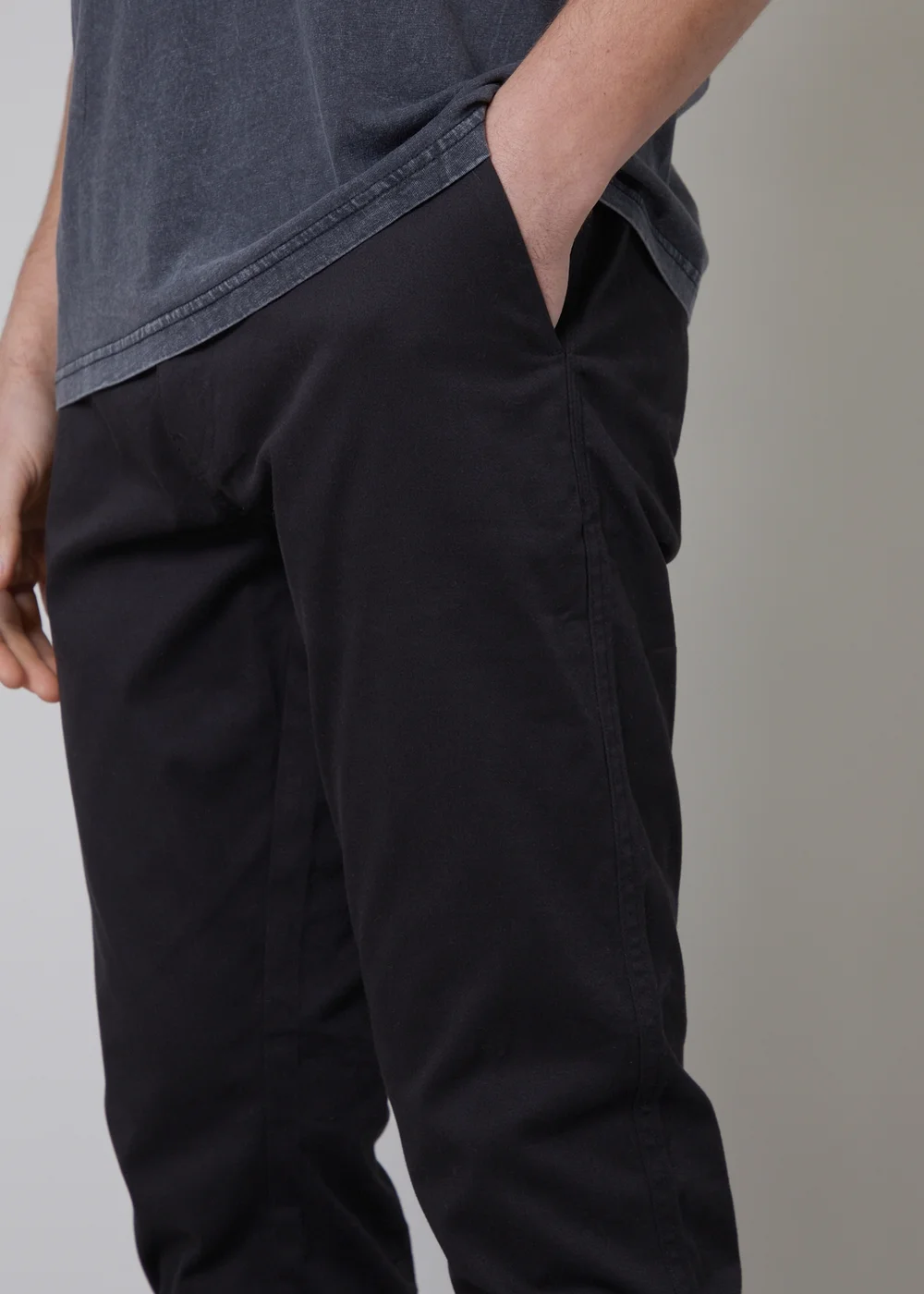 Threadbare Black Cotton Slim Fit Chino Trousers With Stretch - 36/L32 Image 4