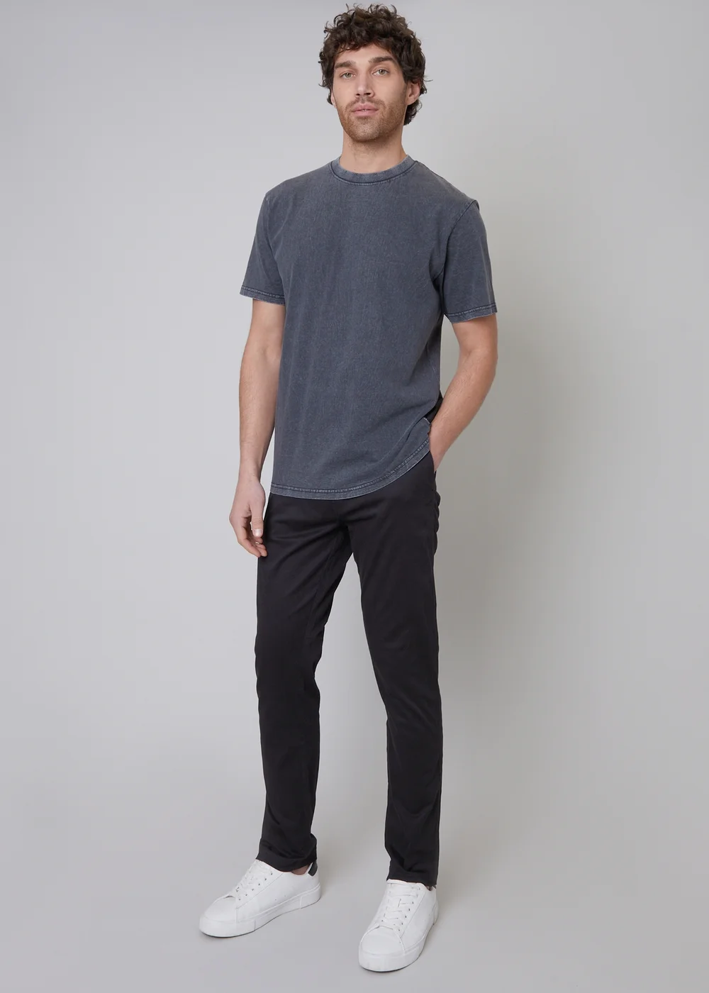 Threadbare Black Cotton Slim Fit Chino Trousers With Stretch - 36/L32 Image 3