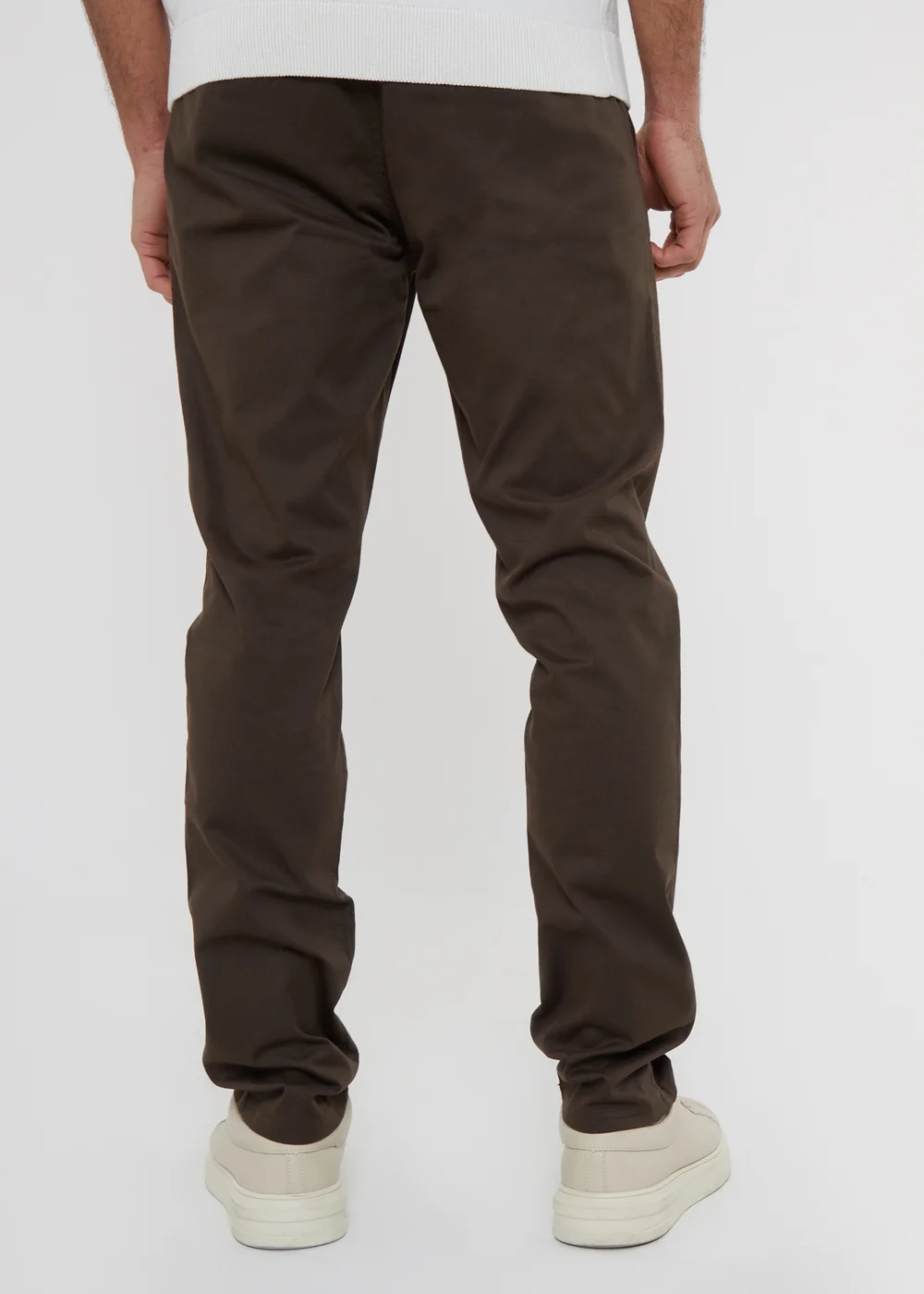 Threadbare Chocolate Cotton Slim Fit Chino Trousers With Stretch - 34/L32 Image 2