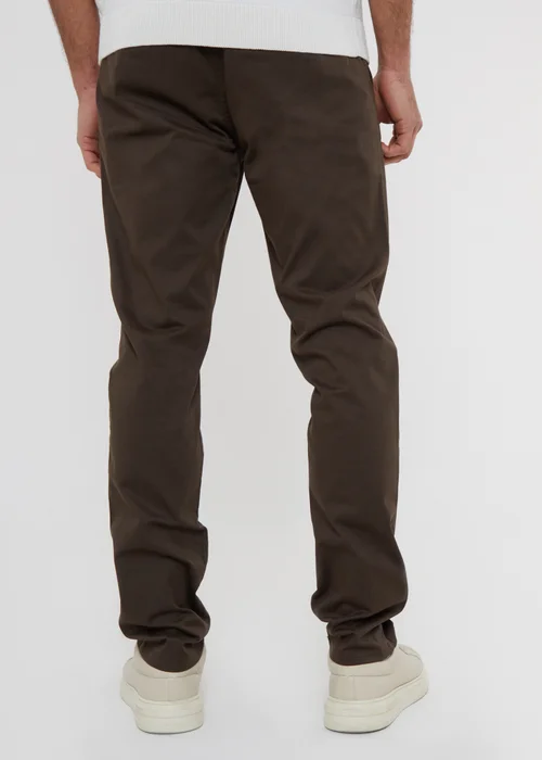 Threadbare Chocolate Cotton Slim Fit Chino Trousers With Stretch - 34/L32 Image 2