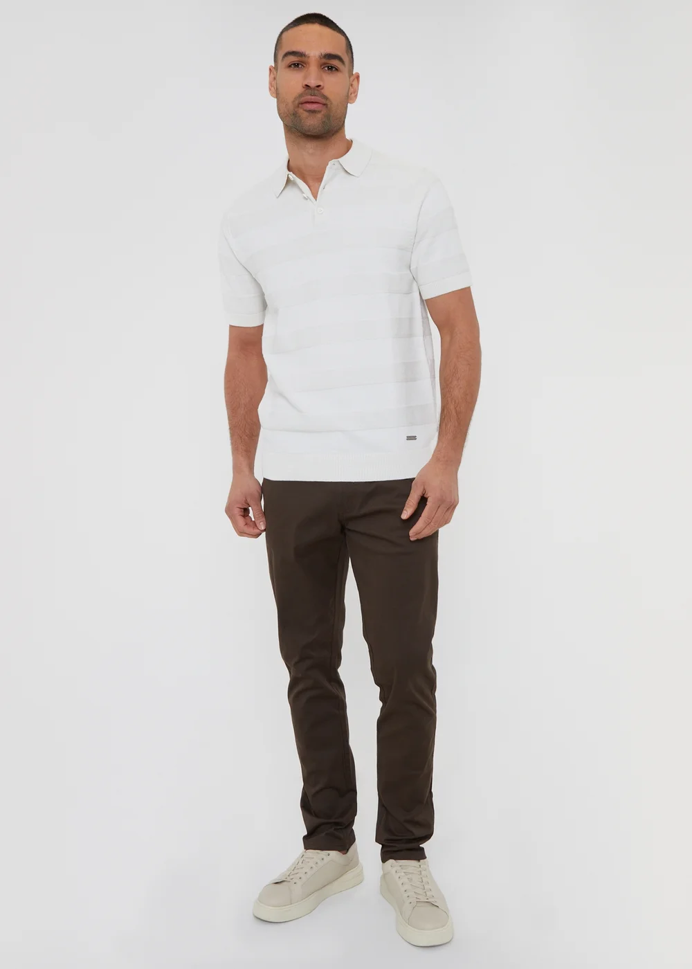 Threadbare Chocolate Cotton Slim Fit Chino Trousers With Stretch - 34/L32 Image 3