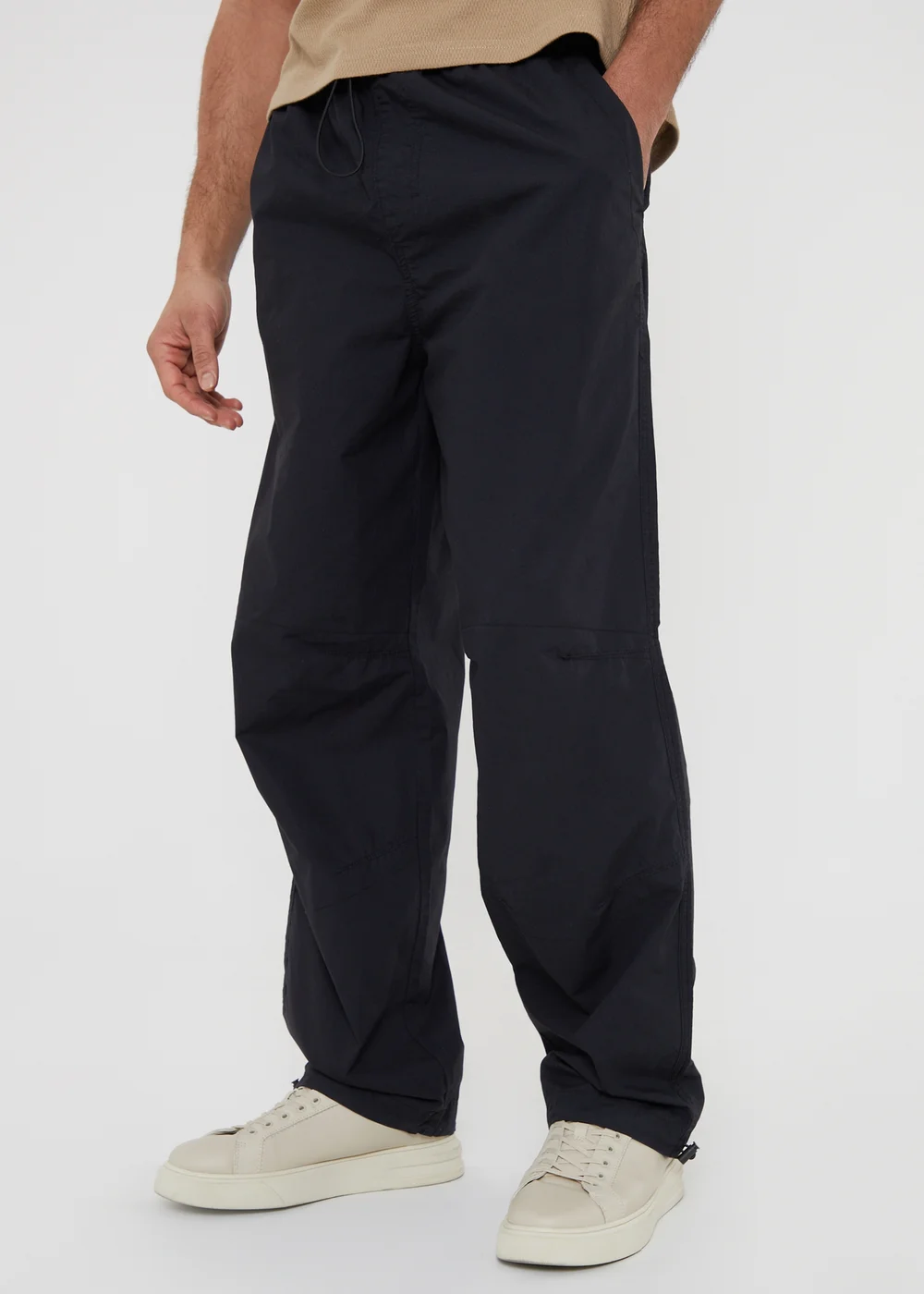 Threadbare Black Skate Cotton Relaxed Fit Cuffed Trousers - Medium Image 1