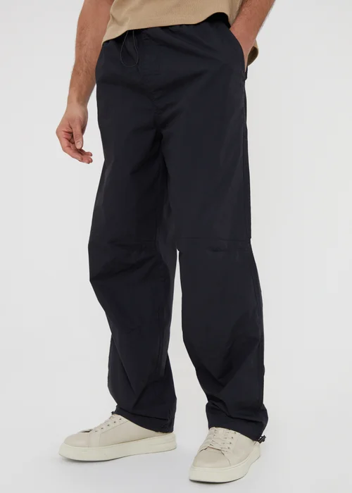Threadbare Black Skate Cotton Relaxed Fit Cuffed Trousers - Medium Image 1