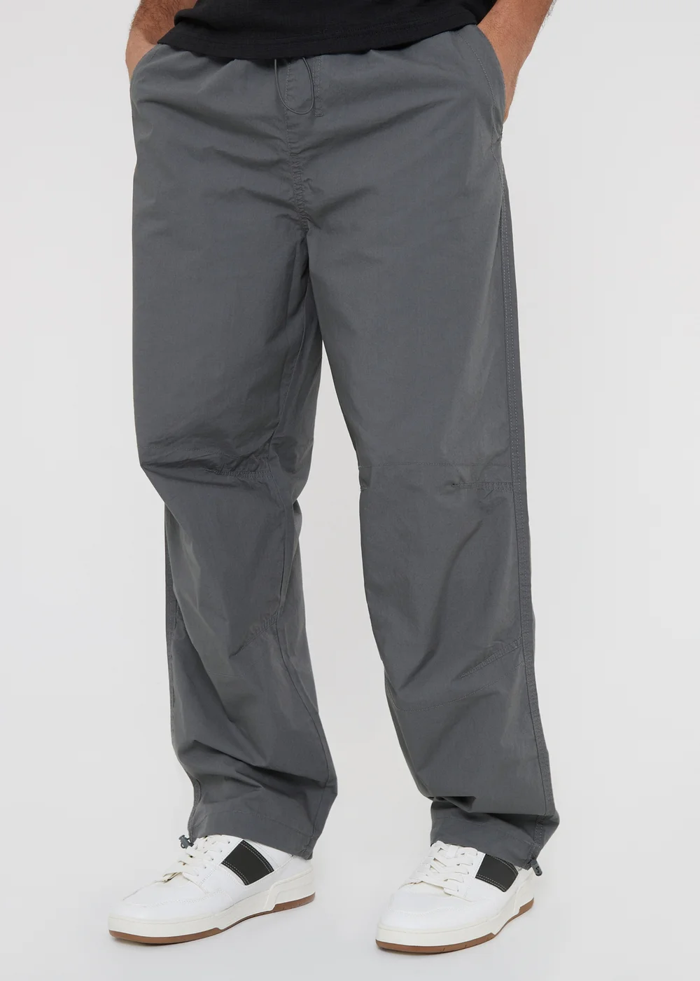 Threadbare Grey Cotton Relaxed Fit Jogger Style Cuffed Trousers - Small Image 1