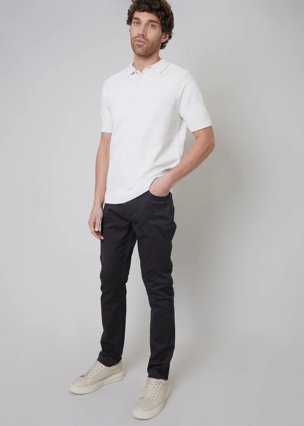 Threadbare Black Ego Cotton Slim Fit Chino Trousers With Stretch - 30/L32 Image 4