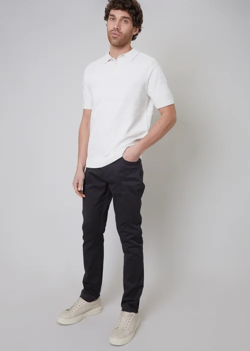 Threadbare Black Ego Cotton Slim Fit Chino Trousers With Stretch - 30/L32 Image 4