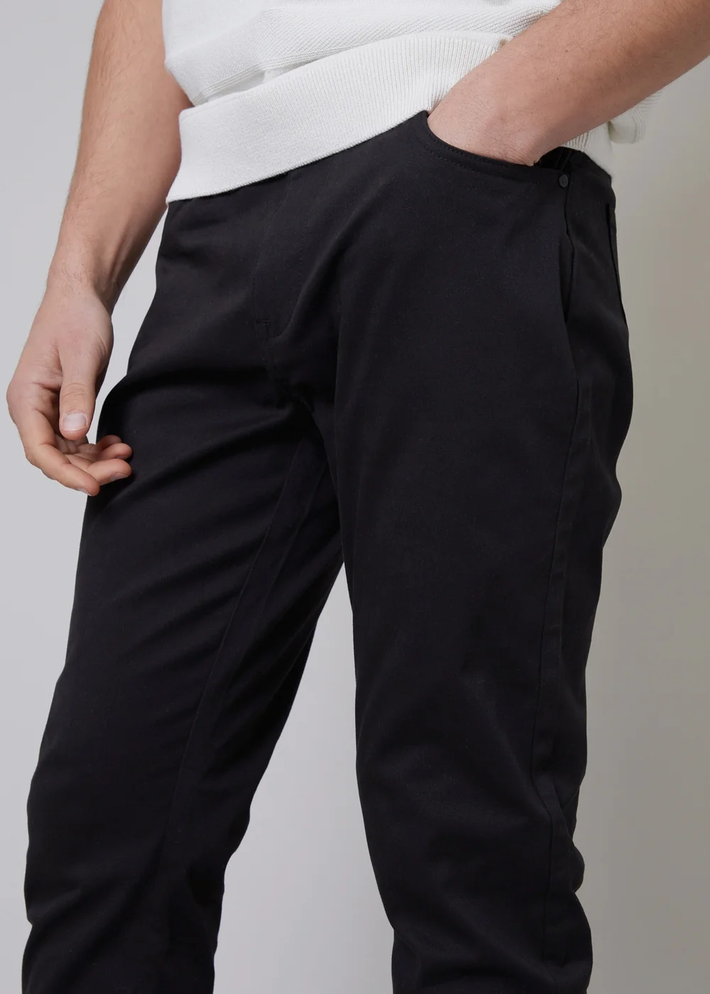 Threadbare Black Ego Cotton Slim Fit Chino Trousers With Stretch - 30/L32 Image 3