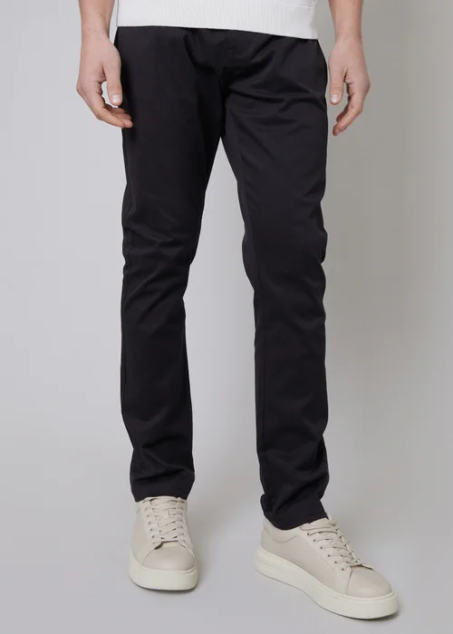 Threadbare Black Ego Cotton Slim Fit Chino Trousers With Stretch - 30/L32 Image 1