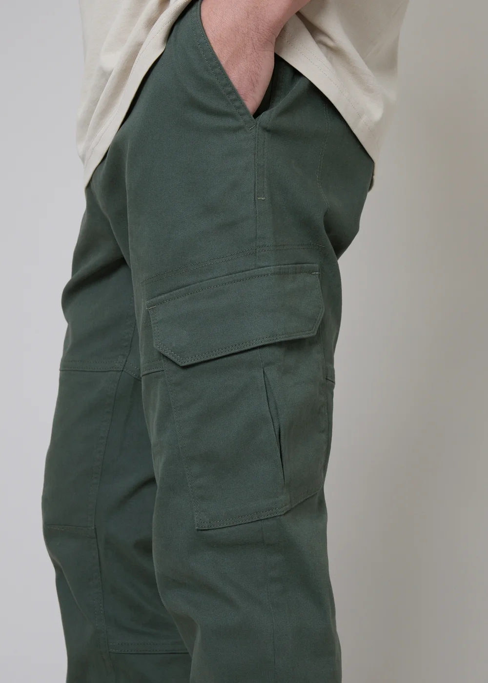 Threadbare Dark Grey Cotton Jogger Style Cargo Trousers With Stretch - S Image 3