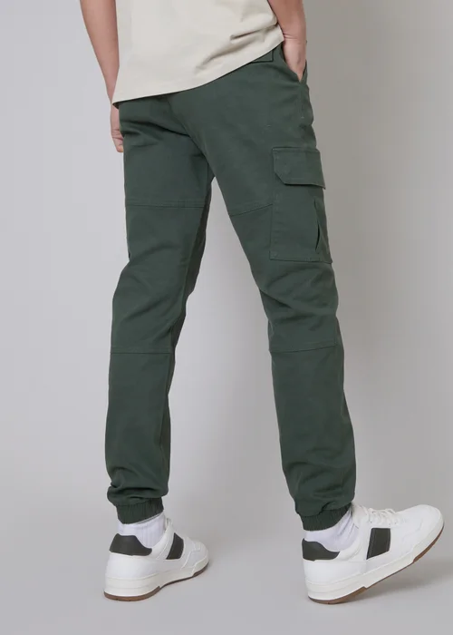 Threadbare Dark Grey Cotton Jogger Style Cargo Trousers With Stretch - S Image 2
