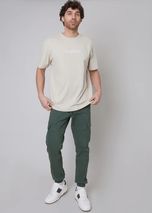 Threadbare Dark Grey Cotton Jogger Style Cargo Trousers With Stretch - S Image 4