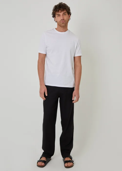 Threadbare Black Linen Blend Casual Trousers - 30/L32 Image 3