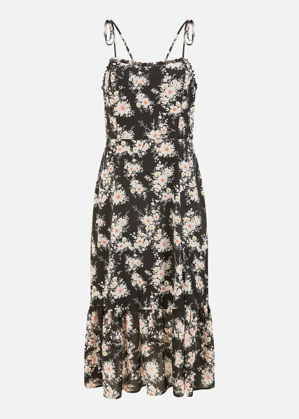 Yumi Black Floral Midi Sundress With Split Hem - 8 Image 3