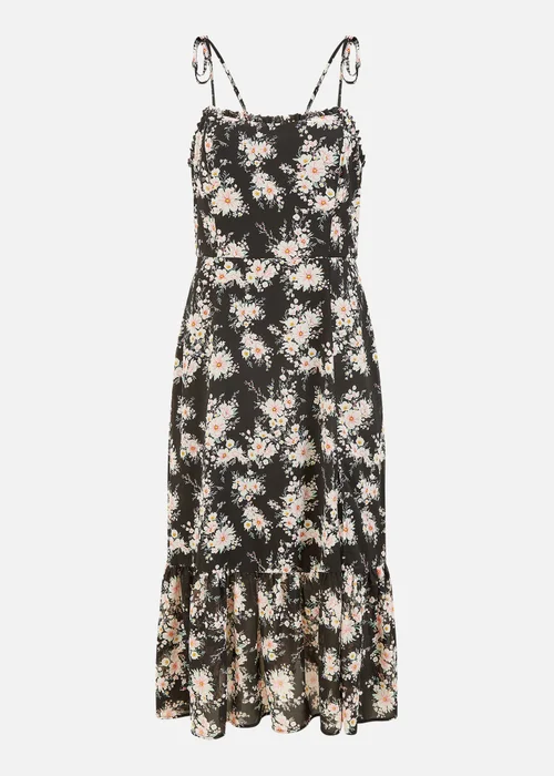 Yumi Black Floral Midi Sundress With Split Hem - 8 Image 3