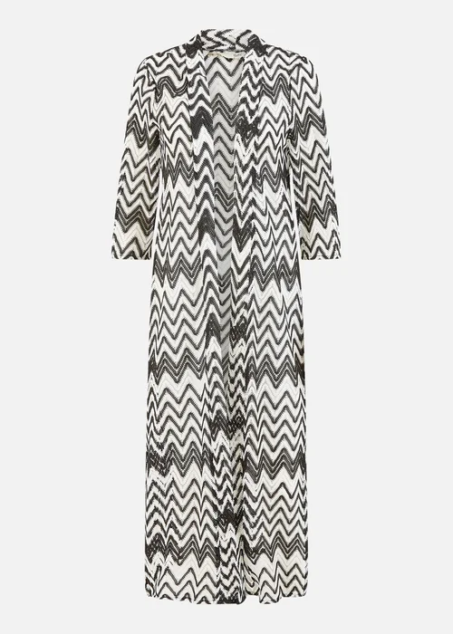 Yumi Black Zig Zag Crochet Long Knitted Kimono - 8 Image 3