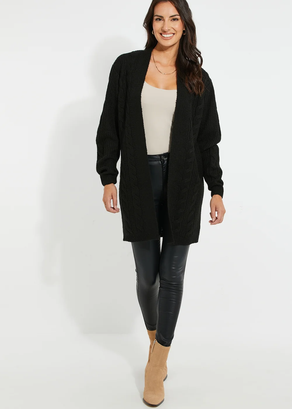 Threadbare Black Rozanna Cable Knit Cardigan - 6 Image 3