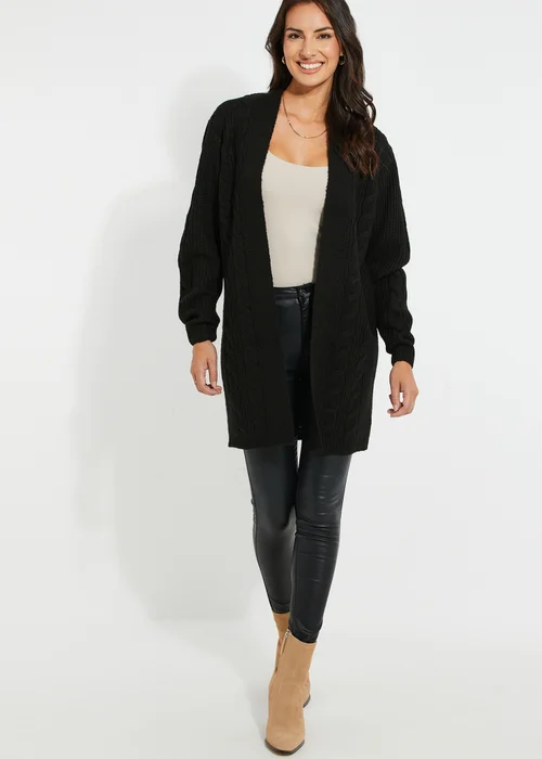 Threadbare Black Rozanna Cable Knit Cardigan - 6 Image 3