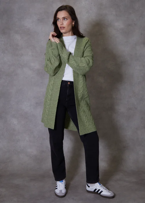 Threadbare Green Rozanna Cable Knit Cardigan - 8 Image 4
