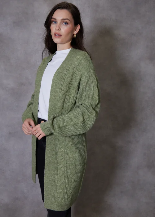 Threadbare Green Rozanna Cable Knit Cardigan - 8 Image 1