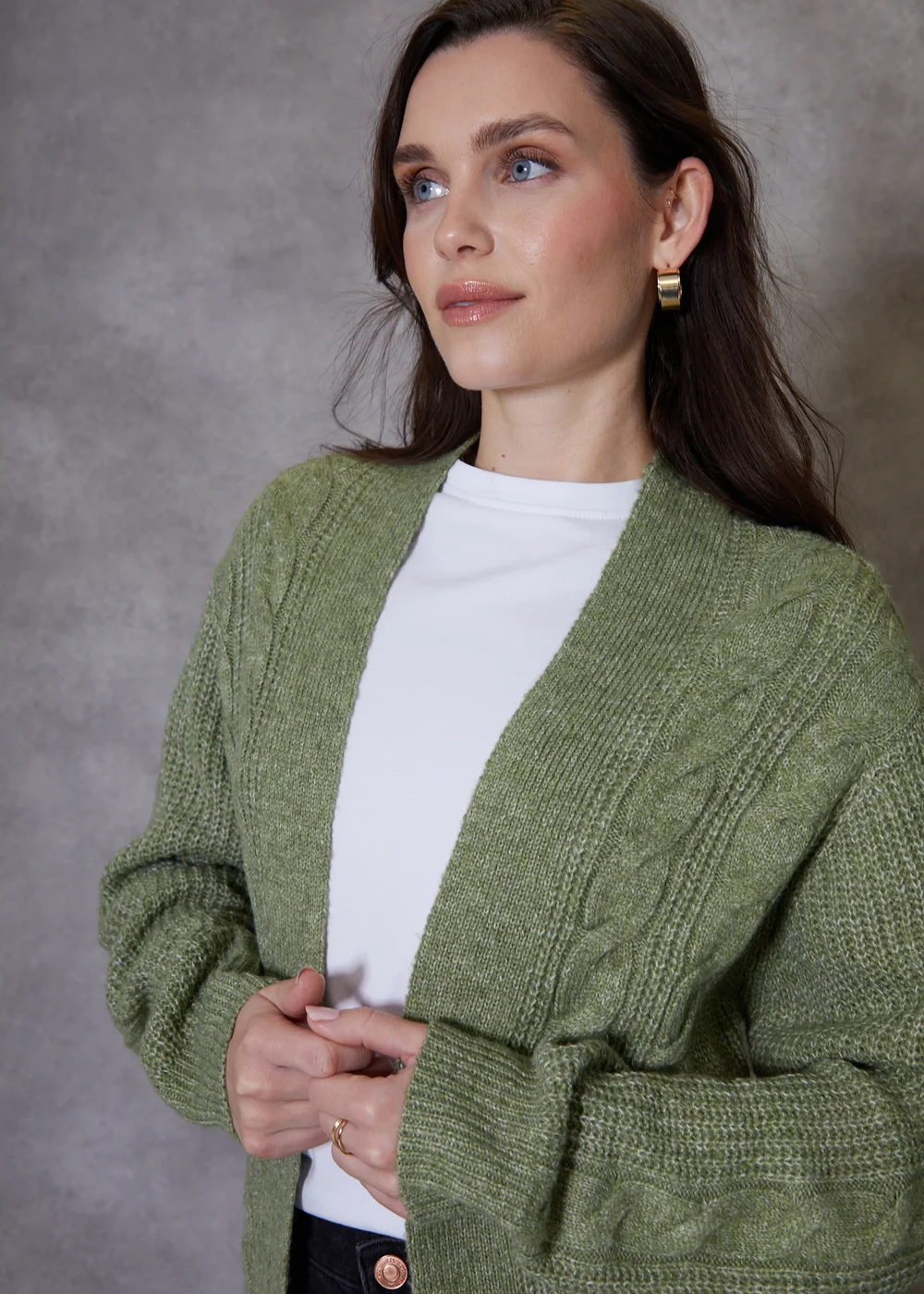 Threadbare Green Rozanna Cable Knit Cardigan - 8 Image 3