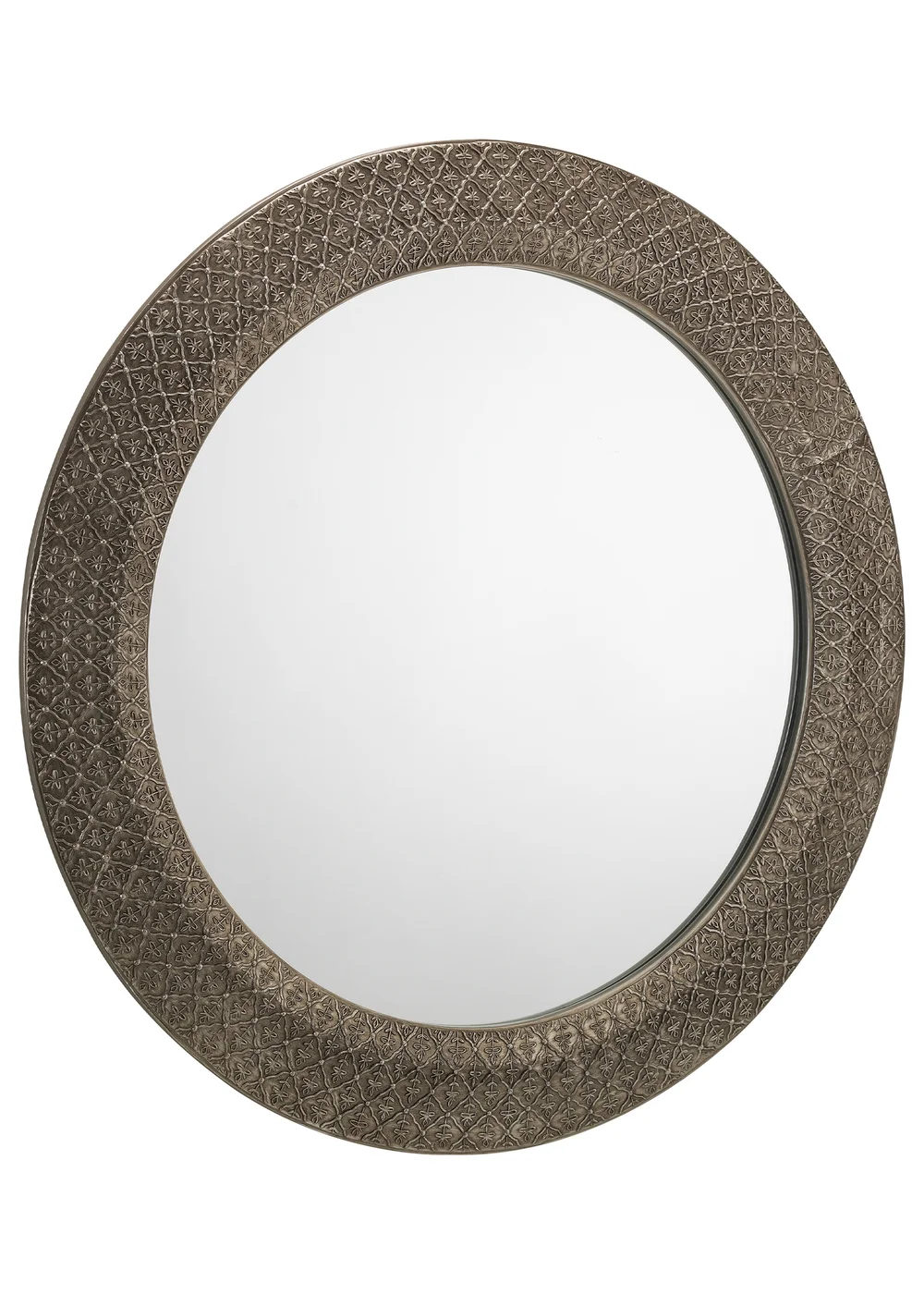 Julian Bowen Cadence Large Round Pewter Wall Mirror (80 x 80 x 3cm) - One Size Image 2