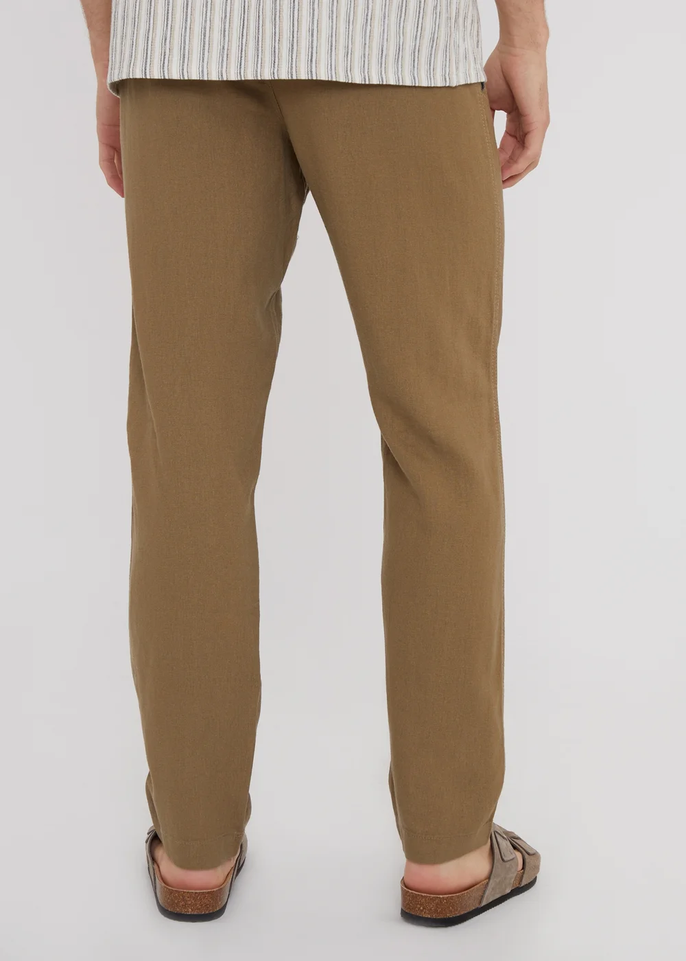 Threadbare Brown Linen Blend Drawcord Trousers - S Image 2
