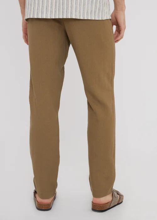 Threadbare Brown Linen Blend Drawcord Trousers - S Image 2
